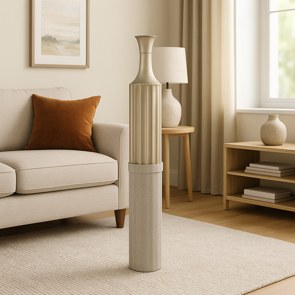 Decorative Metal Tall Floor Vase, 42" High Indoor Decor, Handcrafted Gold Accent Home Office Pot for Pampas Grass by Sona Casa