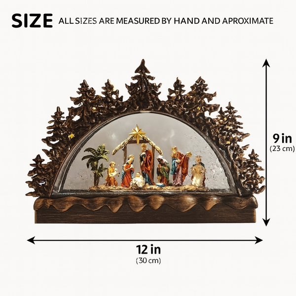 Christmas Nativity Snow Globe Light Up Musical Xmas Decor Gift USB Battery Powered Table Religious Home Office Decor-Sona Casa