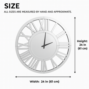 Large 60 cm Round Glass Mirror Wall Clock, Modern Roman Numeral Decorative Clock, Above Bed, Couch Decor, Gift-Sona Casa
