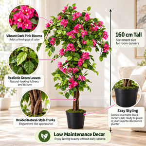5ft Artificial Bougainvillea Tree with Green Foliage and Stable Base for Indoor & Outdoor Home Office Decor