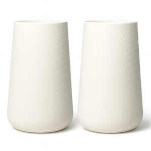 Set of 2 Tall White Indoor Self Watering Decorative Planter, 27" Modern Minimalist Flower Pot Home, Front Porch, Patio, Backyard & Garden Decor-Sona Casa