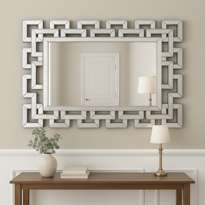 Large Luxury Decorative Glass Mirror 47 in Silver Frameless Wall Mirror for Home Office Decor, Gift-Sona Casa