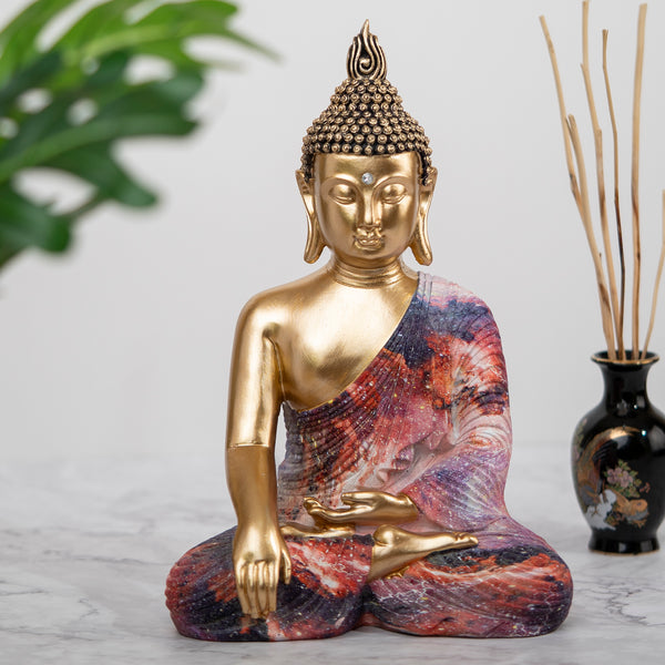 Buddha Statue in Golden, Meditative Pose by Accent Collection Home Decor