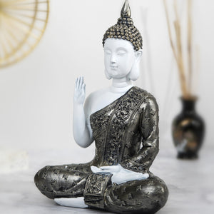 Small Resin Buddha Statue, Thai-Inspired Zen Home Decor, Meditation Room Essential, Spiritual Healing Art, Positive Energy, Vintage Look by Accent Collection
