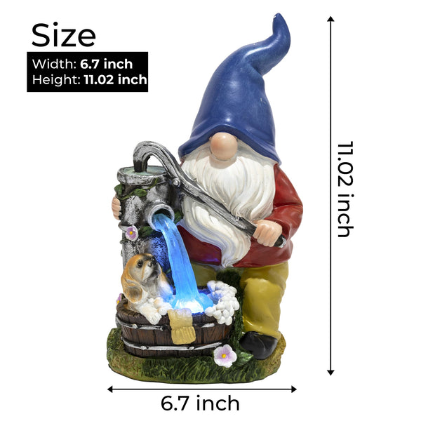 Blue Hat Bathing Dog Gnome With Pump - Resin Garden Statue With Solar LED Lights by Accent Collection
