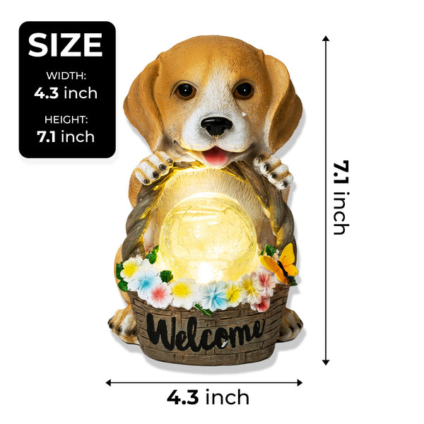 Solar Garden Decor, Dog Statue with Welcome Basket by Accent Collection Home Decor