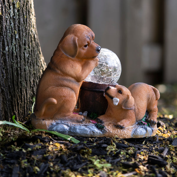 Cute Puppy Dogs Garden Solar LED Light, Outdoor Decor, Patio Decor, Gift for Dog Lovers by Accent Collection Home Decor