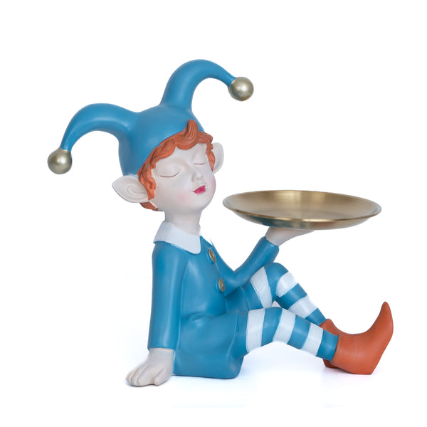 Cute Clown Statue with Tray, Tabletop Décor, Key Organizer, Table Organizer, Blue by Accent Collection Home Decor