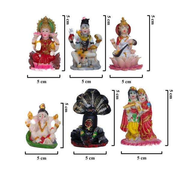 Mix Box of 6 Mini Indian God Figurines, Hindu God Statues, Style 1 by Accent Collection Home Decor