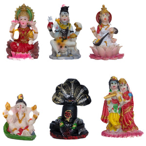 Mix Box of 6 Mini Indian God Figurines, Hindu God Statues, Style 1 by Accent Collection Home Decor