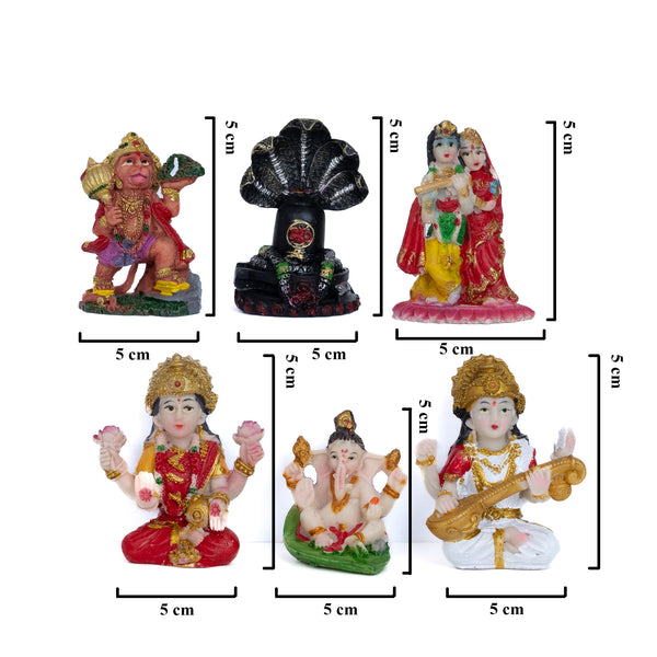 Mix Box of 6 Mini Indian God Figurines, Hindu God Statues, Style 2 by Accent Collection Home Decor