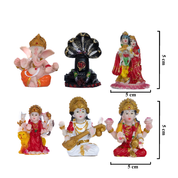 Mix Box of 6 Mini Indian God Figurines, Hindu God Statues, Style 3 by Accent Collection Home Decor