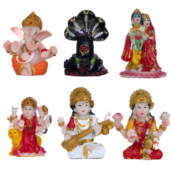 Mix Box of 6 Mini Indian God Figurines, Hindu God Statues, Style 3 by Accent Collection Home Decor
