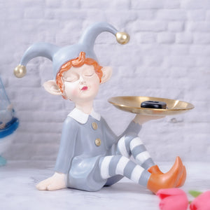 Cute Clown Statue with Tray, Tabletop Décor, Key Organizer, Table Organizer, Gray by Accent Collection Home Decor