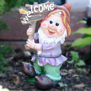 Weatherproof Gnome Welcome Statue, Garden Fairy Charm For Outdoor Grace by Accent Collection