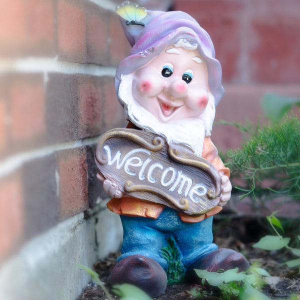 Large Outdoor Welcome Gnome, Decor for Indoor or Outdoor, 32 cm, Cute Garden Ornament, Patio Decor, Playful Gnome, Perfect Gift for Housewarming