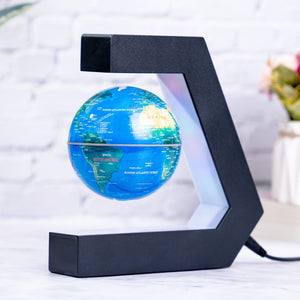 Black Magnetic Levitating Globe Lamp With Soft LED Side Light - Silent, Magical Floating Earth Decor For Kids & Adults by Accent Collection