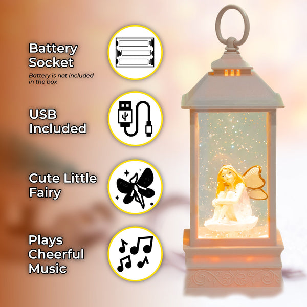 Unique Christmas Snowball Pink Lantern with Lights and Music, Little Fairy by Accent Collection Home Decor