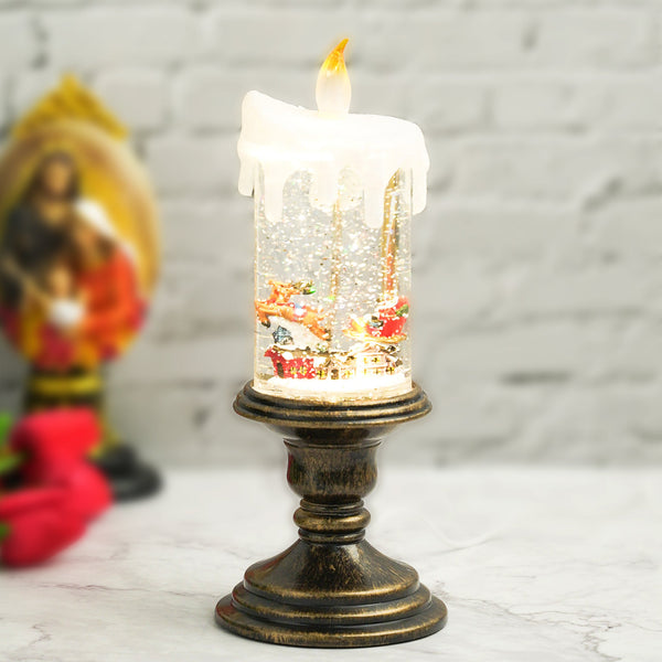 Beautiful Christmas Snowball Candle with Lights and Music, Santa with Reindeers by Accent Collection Home Decor
