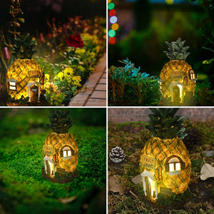 Cute Yellow-Green Polyresin Pineapple Solar Statue - Perfect Garden Gift & Fairy Decor by Sona Casa
