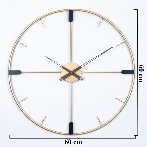 Modern round golden metal wall clock, 60 cm, Large Clock by Accent Collection Home Decor