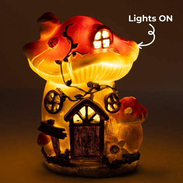 Mushroom House, Solar Garden Decor, Patio Decor, Solar LED Light, Yard Decor, Gift by Accent Collection Home Decor