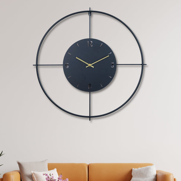 Elegant 60Cm Black Metal & Wood Silent Wall Clock - Minimalist Luxury Home Decor by Accent Collection
