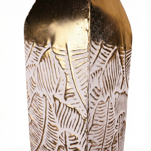 Modern Decorative Metal Tall Vase, Rustic Weathered Finish, Handmade Gold Living Room Decor, 42" Pots for Pampas Grass-Sona Casa