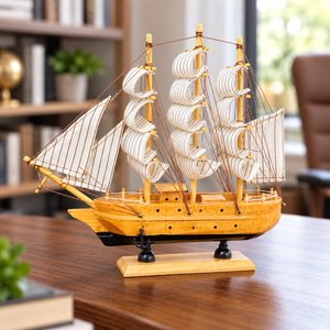 Wooden Sailing Ship Decor – 9" Nautical Tabletop Accent