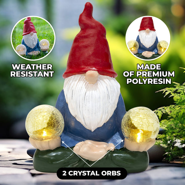 Gnome 10" Solar Garden Decor Outdoor Statue for Patio Porch