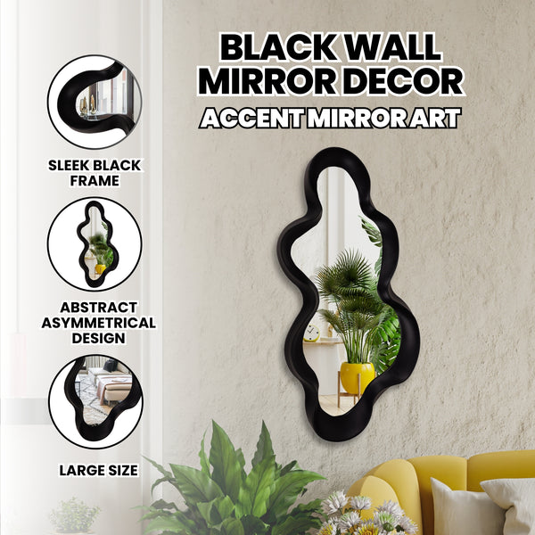 Abstract Black Wall Mirror 39" Decor for Living Room, Office