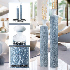 Luxury Metal Tall Vases, Large Floor Vase Set of 2, 32" and 40" Living Room, Home, Office Decor-Sona Casa