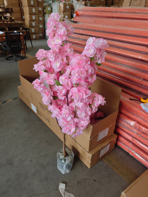 5 ft Tall Faux Pink Sichuan Cherry Blossom, Nearly Natural Large Artificial Tree, Indoor Decor for Living Room, Office, Patio-Sona Casa