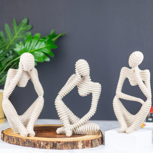 Decorative statues, 3 pcs striped thinkers, tabletop decoration for home or office by Accent Collection