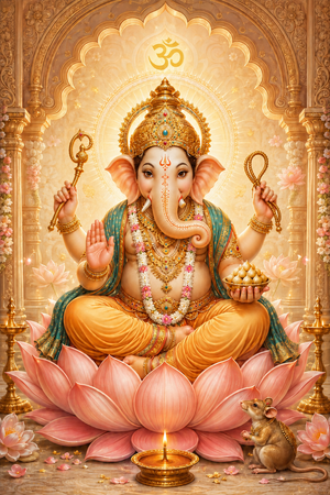 Ganesh God Crystal Wall Art - 60x80 cm framed