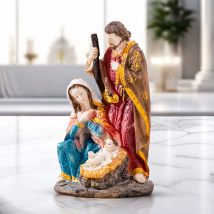 Catholic Holy Family Nativity Set, 8" Handcrafted Joseph, Mary & Jesus Statue, Religious Figurine Altar Decor, Christian Gifts by Sona Casa