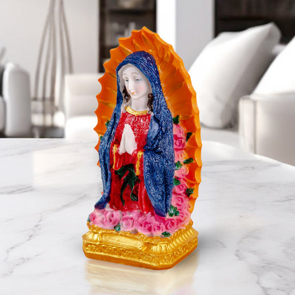 Blessed Virgin Mary Multicolor Statue, 8" Immaculate Heart Tabletop Decor