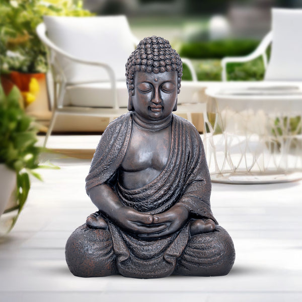 Tall Buddha Meditation Statue, 24" Indoor Outdoor Sculpture, Garden Decor