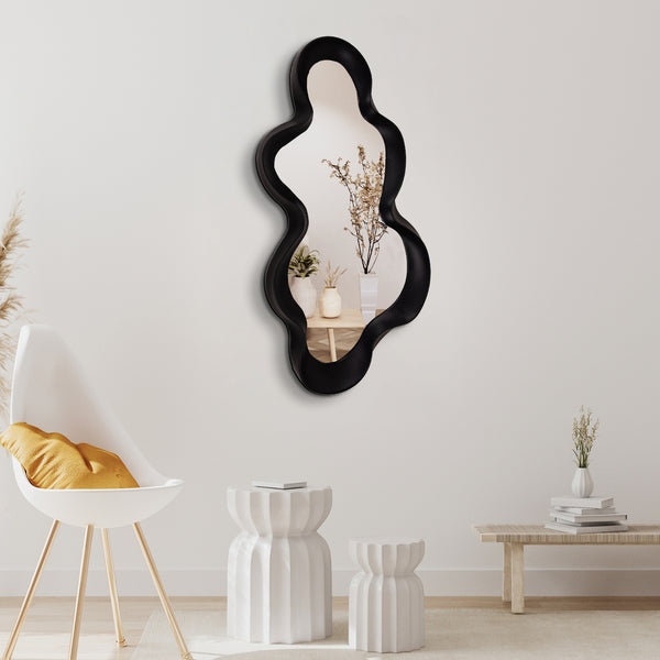 Abstract Black Wall Mirror 39" Decor for Living Room, Office