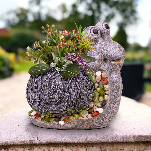 Outdoor Planter, 13" Large Snail Plant Pot Garden, Patio, Lawn Decor