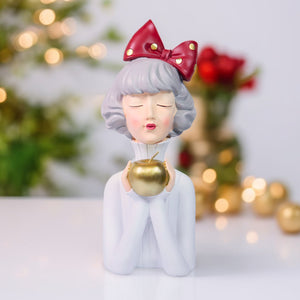 Chic Female Statue Tabletop Decor, Office Cubicle Decor, Coffee Table Ornament, Bedroom Dresser Vanity Table Decor White Gold Polyresin 15 inch 38 cm by Sona Casa