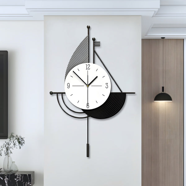 Decorative Wall Clock, 24" Abstract Clock, Silent Metal Clock Home Decor