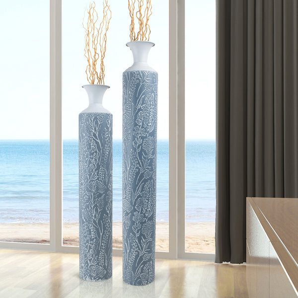 Metal Tall Vases, Large Floor Vase Set of 2, 32" and 40" Living Room Decor