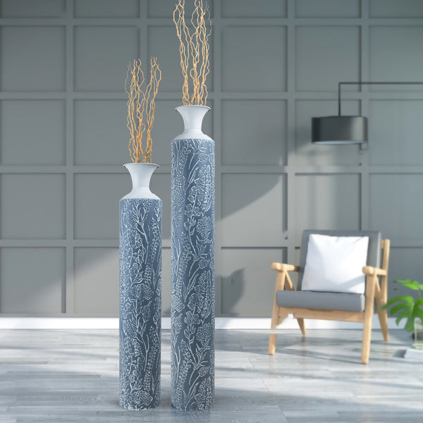 Metal Tall Vases, Large Floor Vase Set of 2, 32" and 40" Living Room Decor