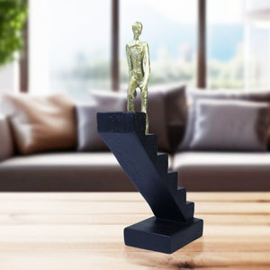 Inspirational Desk Decor, Black Statue Of Man Climbing Stairs, Cubicle Decor, 10in, 26cm by Accent Collection