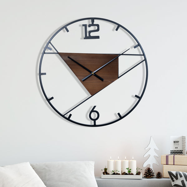 Large black wall clock geometrical design metal clock 60 cm 24 inch silent clock large decorative wall clock analog