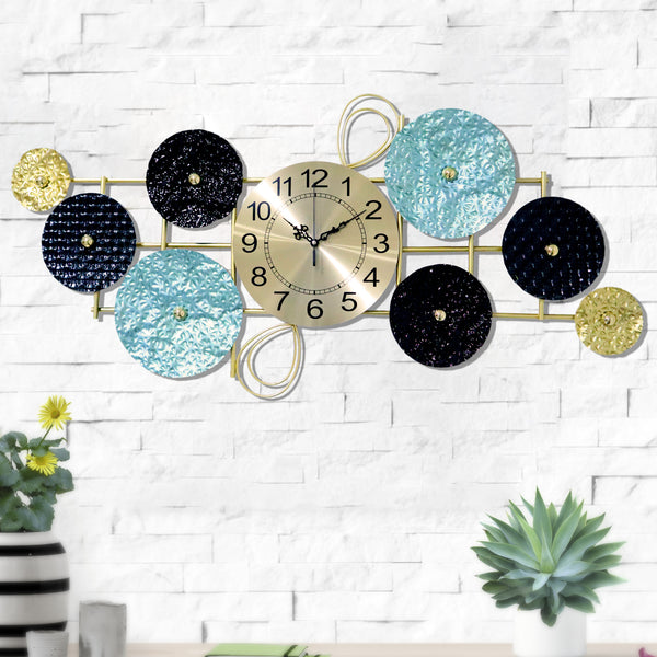 Large 35" Wide Wall Clock, Metal Gold, Home Office Decor