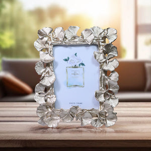 3D Picture Frame for 4x6in Photo, Gold Copper Ginkgo Leaves Photo Frame Border, Handmade Frame, 8in 22cm by Accent Collection