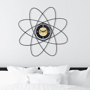 Minimalist Luxury Large Black Yellow Metal Star Decorative Wall Clock, 60 cm Silent Non-Ticking, Living Room Decor Gift by Sona Casa