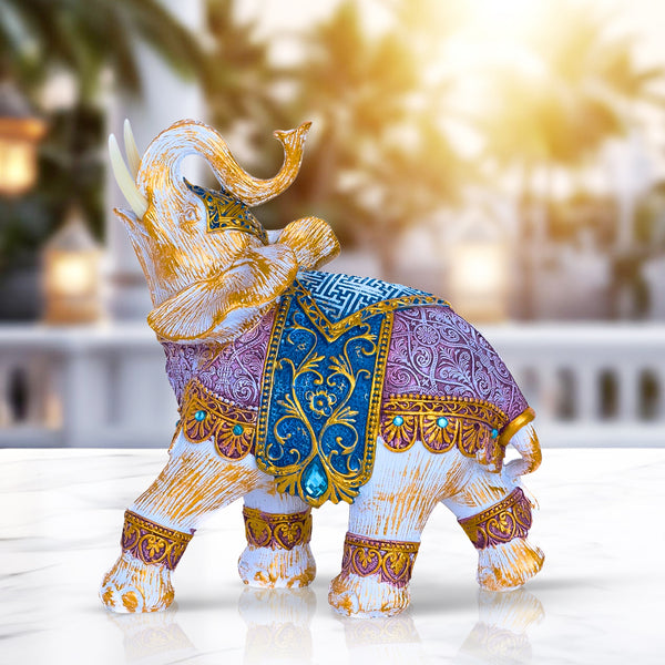 Elephant Statue, 8" Multicolor Coffee Table Decor, Ideal Housewarming Gift